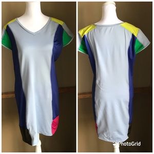 Title Nine Gidget Dress Color Block Pattern Size Medium Zip Pocket Athleisure.